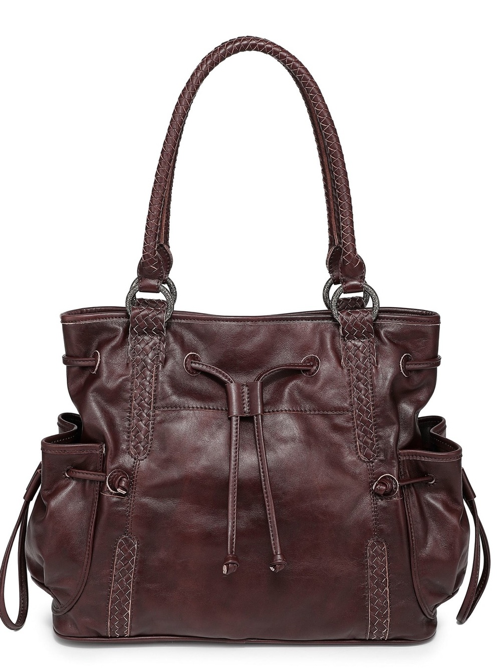 Old Trend Brassia Tote Bag in Burgundy brown genuine leathe